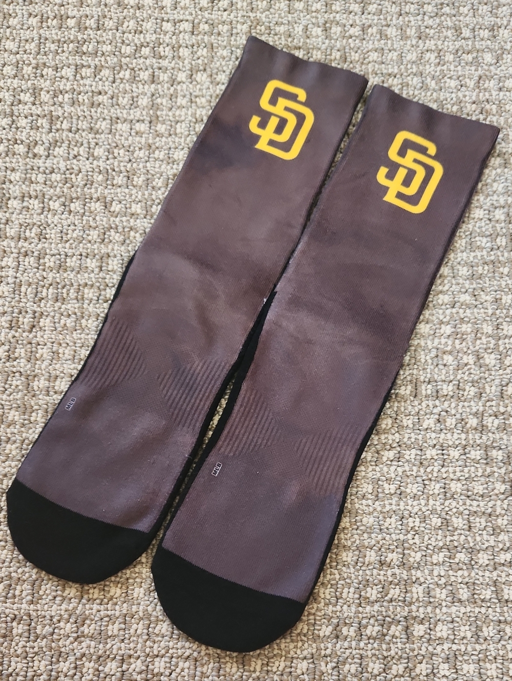 Stance Padresan Men's Brown Athletic Socks with Gold Logo Size L/XL